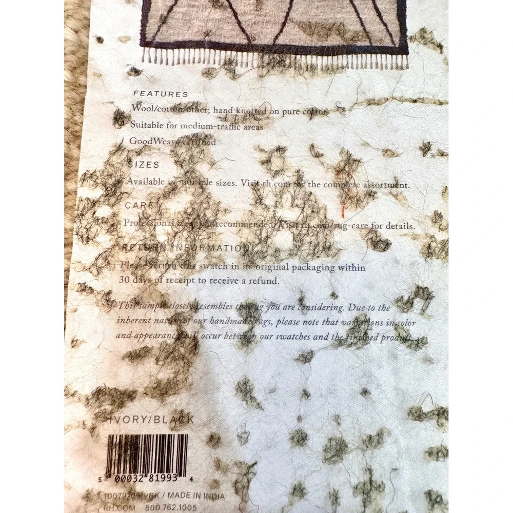 Restoration Hardware Wool Rug Swatch Lot Harata Hannan Moroccan 3pc Set Neutral